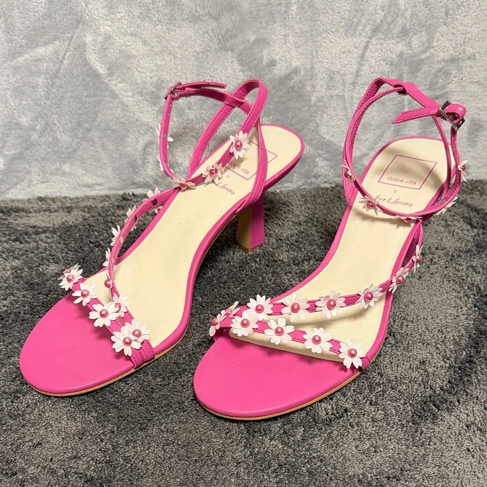 Dolce Vita x For Love & Lemons DAHLEA Fuschia Pink Strappy Sandals Size 9 NEW - Picture 2 of 8